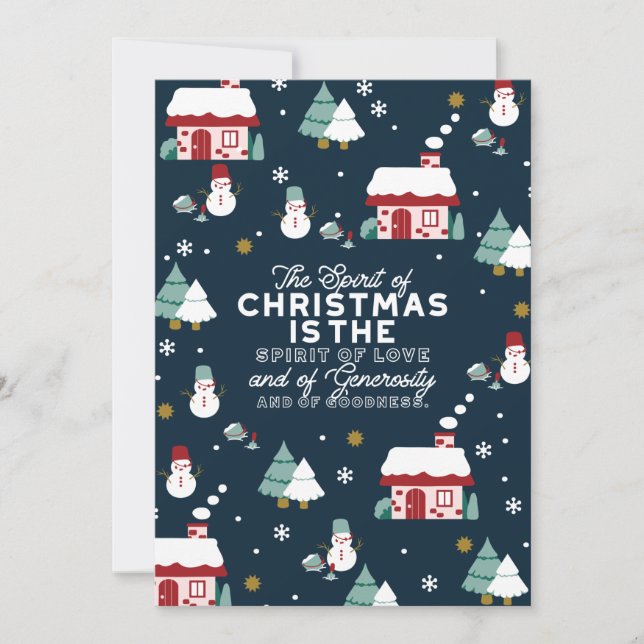 Cartão De Agradecimento Cena de Aldeia Noturna de Inverno com Espírito de  (Frente)