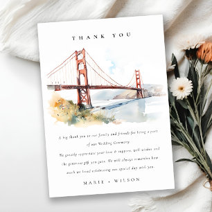 Cartão De Agradecimento Cena de Casamento da Ponte Golden Gate de São Fran