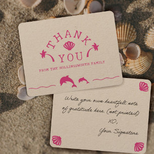 Cartão De Agradecimento Cena de Oceano Rosa Personalizada