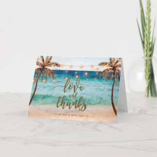 Cartão De Agradecimento Cena de praia tropical amor e gratidão