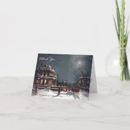 Cartão De Agradecimento Cena personalizada da Véspera de Natal Vitoriana E