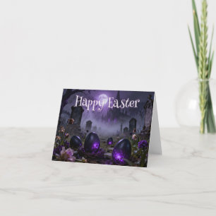 Cartão De Agradecimento Cena Sombria de Páscoa Gótica com Ovos Brilhantes