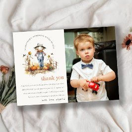 Cartão De Agradecimento Cenário de outono Espantalho de abóbora Colheita C