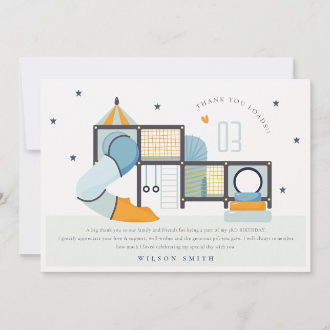 Cartão De Agradecimento Centro de Brinquedos Macios Ginásio Indoor Jungle  (Frente)