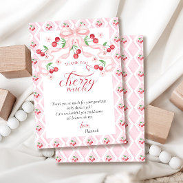 Cartão De Agradecimento Cereja no Chá de fraldas Superior
