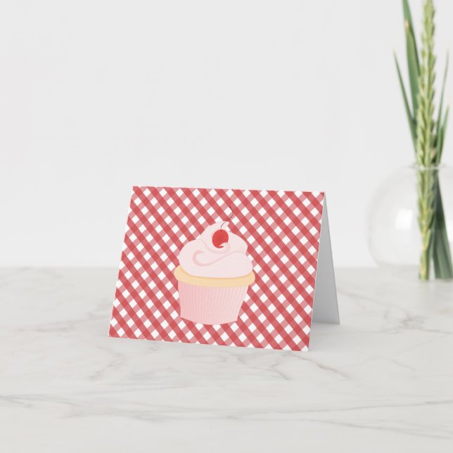 Cartão De Agradecimento Cereja no Cupcake Superior (Frente)