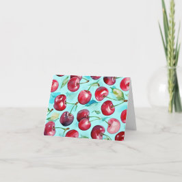 Cartão De Agradecimento Cerejas doces arte de cereja aquarela colorida 