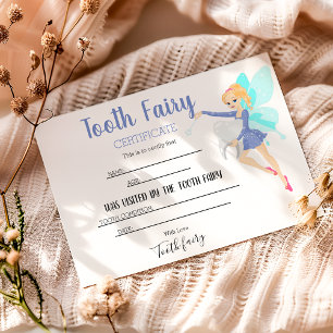 Cartão De Agradecimento Certificado Personalizado da Fada do Dente Azul