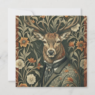 Cartão De Agradecimento Cervo Elegante da Floresta Vintage Gentleman