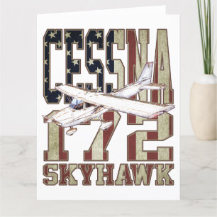 Cartão De Agradecimento Cessna 172 Skyhawk com bandeira Vintage dos Estado