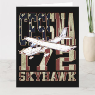 Cartão De Agradecimento Cessna 172 Skyhawk com bandeira Vintage dos Estado