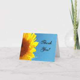 Cartão De Agradecimento Céu Azul de Verão com Girassol Amarelo
