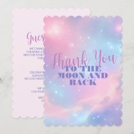 Cartão De Agradecimento Céu Estrelado Azul Rosa Cósmico Pastel Etéreo