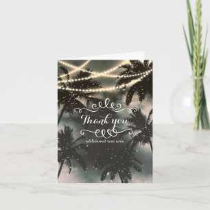 Cartão De Agradecimento Céu Noturno Encantado Palmeiras & Luzes de Corda