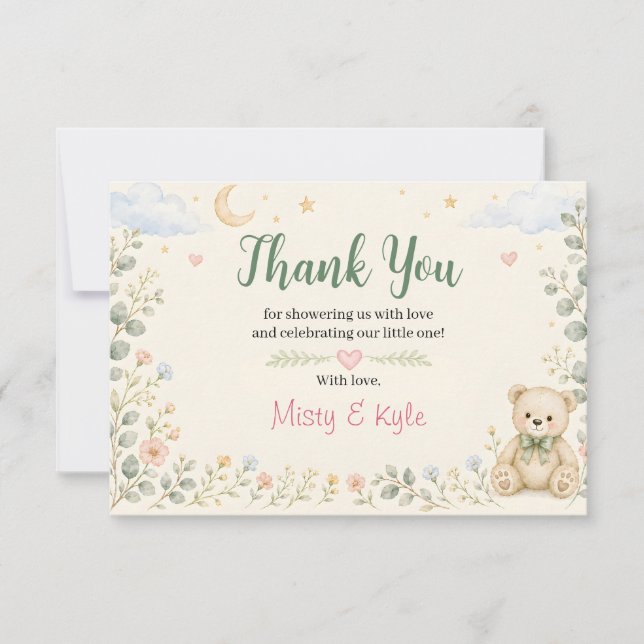 Cartão de Agradecimento Céus Azuis & Borboletas (Frente)