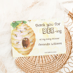 Cartão De Agradecimento chá de bebê abelha mel amarela aquarela