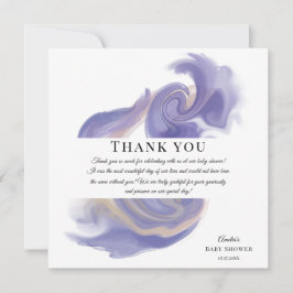Cartão De Agradecimento Chá de Bebê Abstrato em Aquarela Lavanda