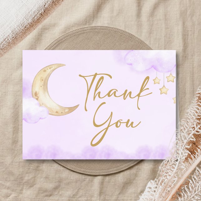 Cartão De Agradecimento Chá de Bebê Além da Lua  (Over the Moon Baby Shower Thank You Card)