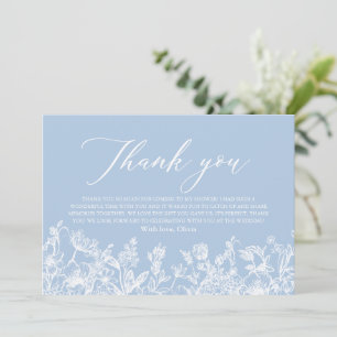 Cartão De Agradecimento Chá de Bebê Azul Vintage Elegante