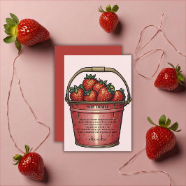 Cartão De Agradecimento Chá de Bebê Balde Doce de Morango