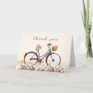 Cartão De Agradecimento Chá de Bebê Bicicleta Floral Neutro Bonjour Bébé