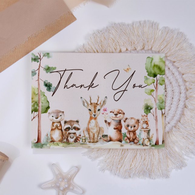Cartão de Agradecimento Chá de Bebê Boho Animais d (Criador carregado)