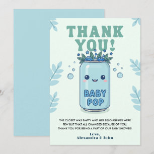 Cartão De Agradecimento Chá de Bebê Boho Azul Kawaii Ela Está Pronta para