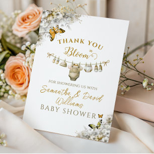 Cartão De Agradecimento Chá de Bebê Boho Butterfly Baby in Bloom