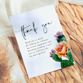 Cartão De Agradecimento Chá de Bebê Boho Deserto Cactus e Flores Fiesta