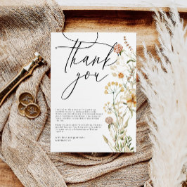 Cartão De Agradecimento Chá de Bebê Boho Flores Silvestres Aquarela Minima