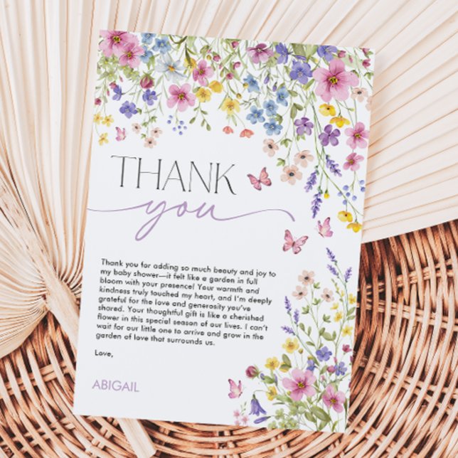 Cartão De Agradecimento Chá de Bebê Borboleta Bebê em Flor (Baby in Bloom Butterfly Baby Shower Thank You Card)