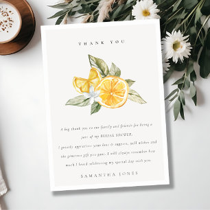 Cartão De Agradecimento Chá de Bebê Botânico de Limão Cítrico Mínimo Boho