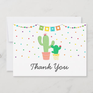 Cartão De Agradecimento Chá de Bebê Cactus Fiesta Obrigado