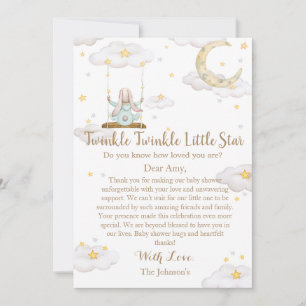 Cartão De Agradecimento Chá de Bebê Coelho Twinkle Twinkle Little Star