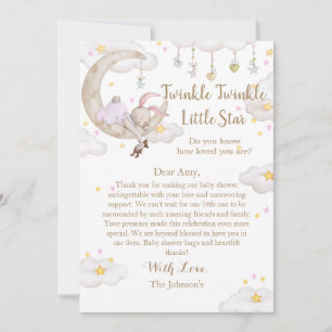 Cartão De Agradecimento Chá de Bebê Coelho Twinkle Twinkle Little Star