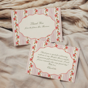 Cartão De Agradecimento Chá de Bebê Cor Coral Sage Cottage Noiva