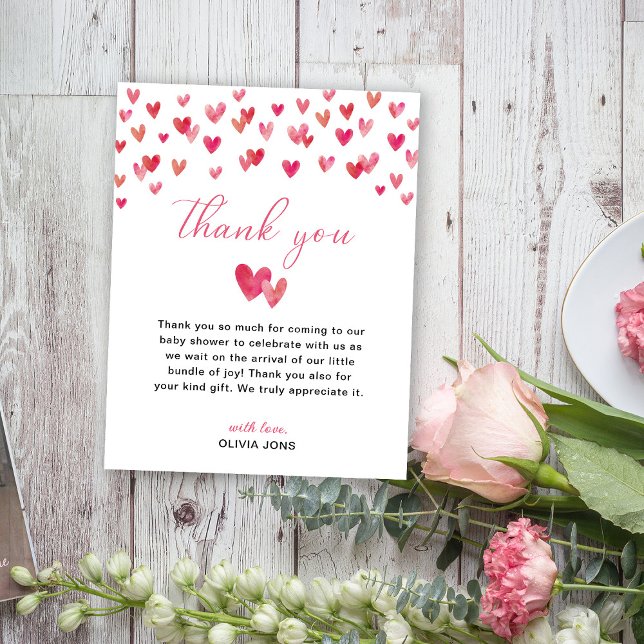 Cartão De Agradecimento Chá de Bebê Coração Doce (Criador carregado)