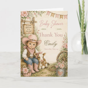 Cartão De Agradecimento Chá de Bebê Cowgirl