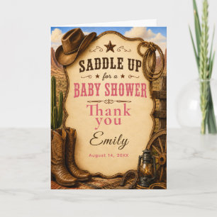 Cartão De Agradecimento Chá de Bebê Cowgirl