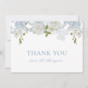 Cartão De Agradecimento Chá de Bebê das Flores Azuis Moles de Água