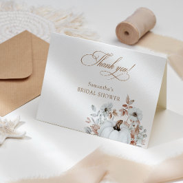 Cartão De Agradecimento Chá de Bebê de Abóbora Branca de Outono