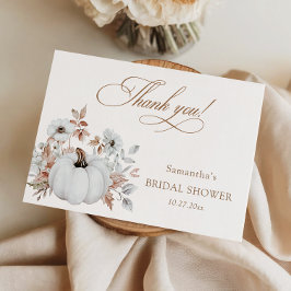 Cartão De Agradecimento Chá de Bebê de Abóbora Branca de Outono