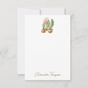 Cartão De Agradecimento Chá de Bebê de Cacto Boho Aquarela Planta Pampas