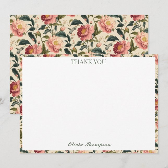 Cartão De Agradecimento Chá de Bebê de Campo Rosa Rústica Personalizado (Frente/Verso)