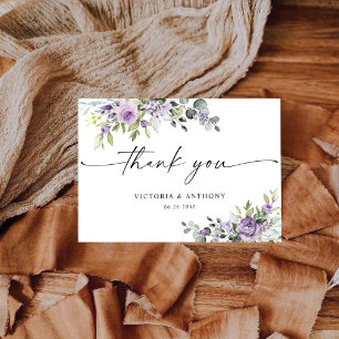 Cartão De Agradecimento Chá de Bebê de Flores Violetas Românticas Plano