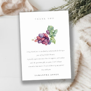 Cartão De Agradecimento Chá de Bebê de Folhagem de Uva em Aquarela Elegant