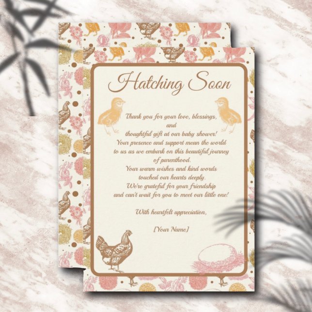 Cartão De Agradecimento Chá De Bebê De Frango Em Breve (Criador carregado)