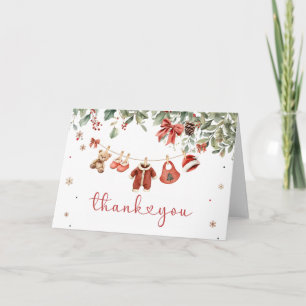 Cartão De Agradecimento Chá de Bebê de Inverno da Menina Santa Natal