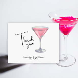 Cartão De Agradecimento Chá de Bebê de Noiva Cocktail Rosa Aquarela Obriga