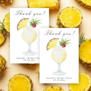 Cartão De Agradecimento Chá de Bebê de Noiva de Coquetel Pina Colada